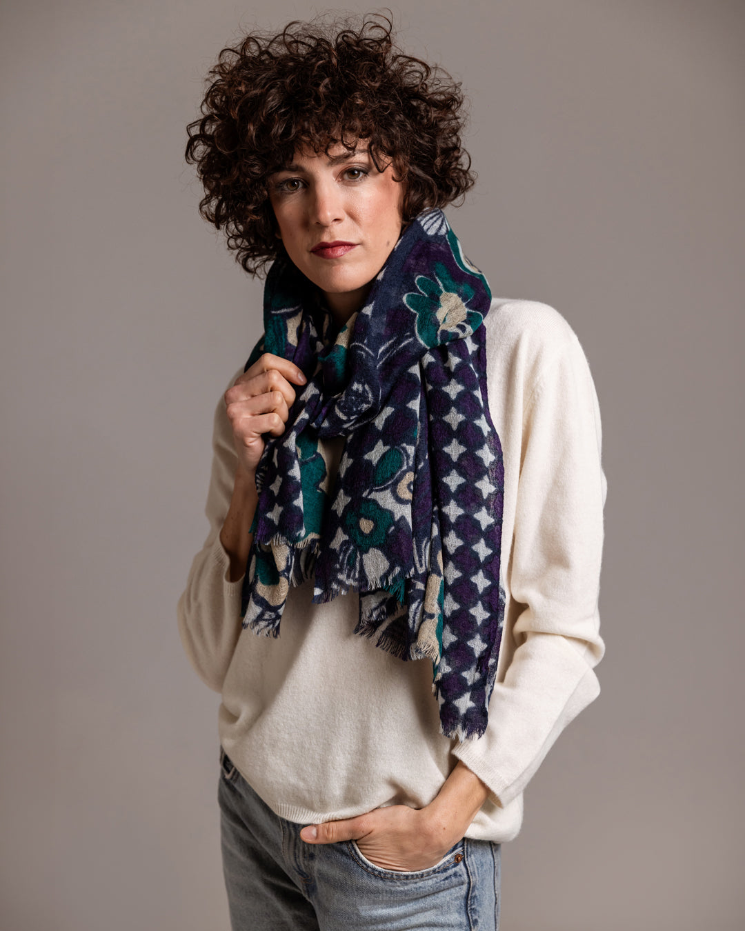 ASTRID - Sciarpa stampa maxi fiori