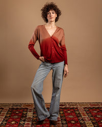 BECKY colore RUGGINE - CARDIGAN SFUMATA IN CACHEMIRE