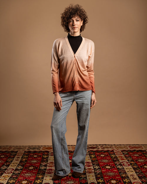BECKY colore CAMMELLO - CARDIGAN SFUMATA IN CACHEMIRE - Ordi.to Accessori