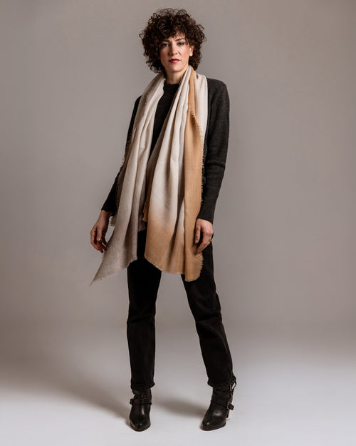 BROWN colore BEIGE - Sciarpa con cornice sfumata - Ordi.to Accessori