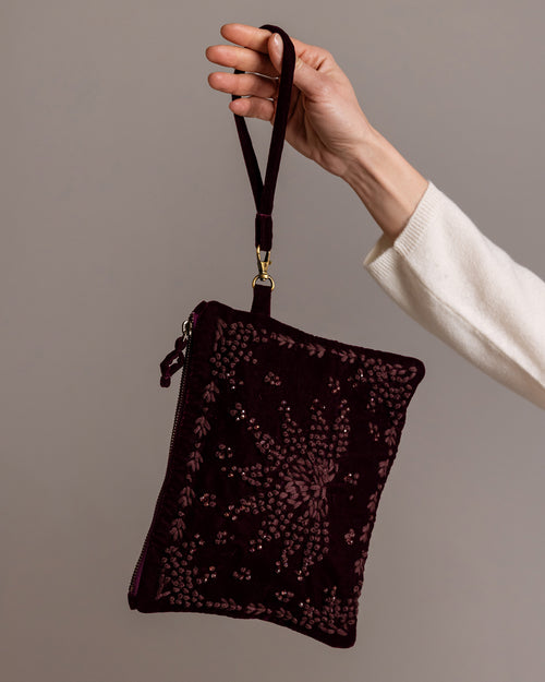 CLIO BORDEAUX - Pochette in Velluto ricamato a mano - Ordi.to Accessori