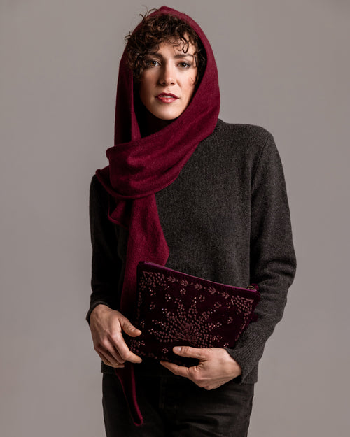 CLIO BORDEAUX - Pochette in Velluto ricamato a mano - Ordi.to Accessori