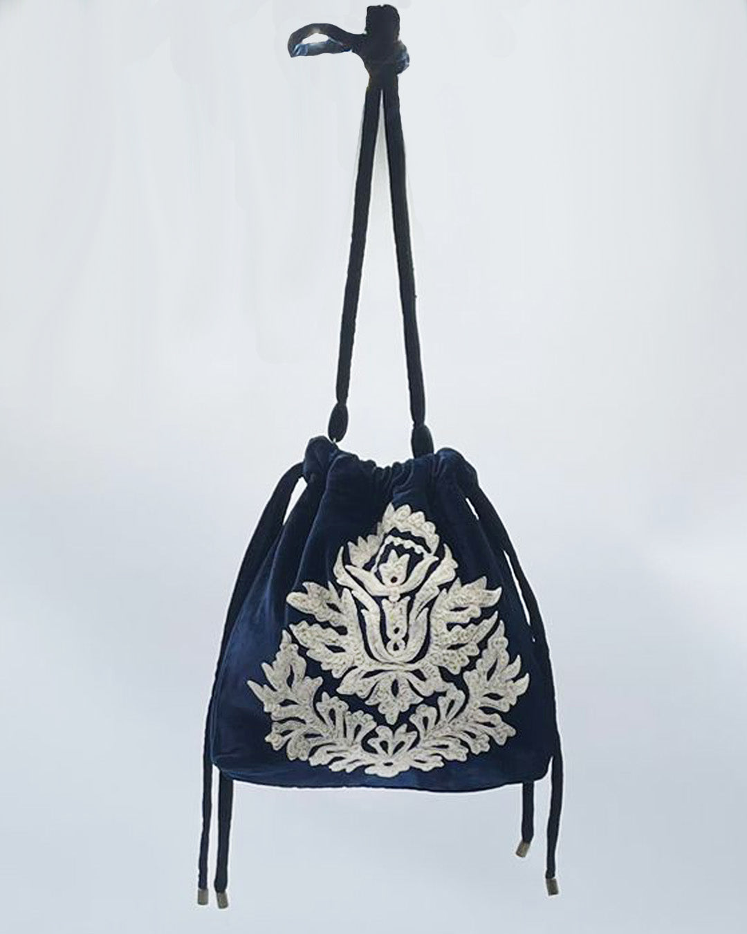 EVELYN BLU - Secchiello in Velluto ricamato