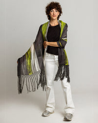 EVEREST LIME - Sciarpa Stampata con frange applicate