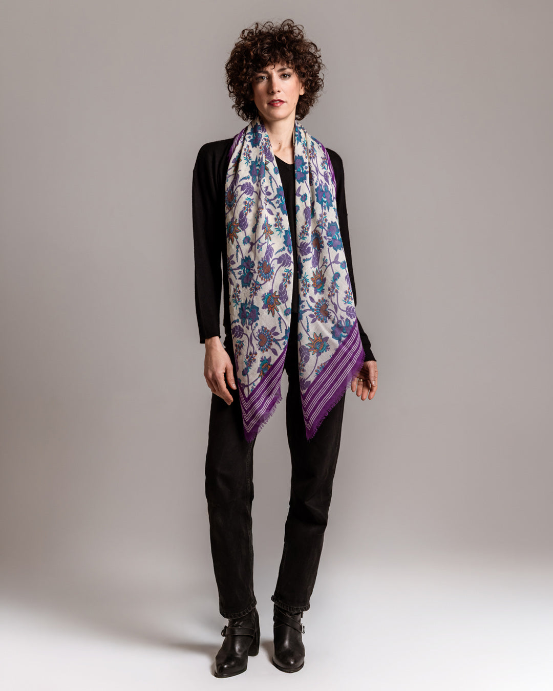 GRIMM VIOLA - Maxi foulard stampa fiori
