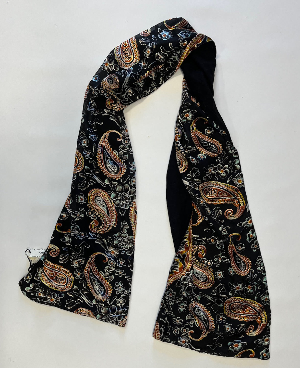 CAREZZA NERA - Sciarpa devorè con le perline