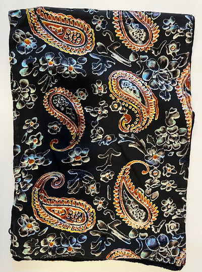 CAREZZA NERA - Sciarpa devorè con le perline