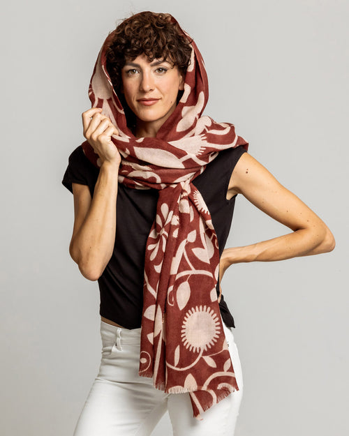 ISEO ROSSO SCURO - Sciarpa Stampata e ricamata - Ordi.to Accessori