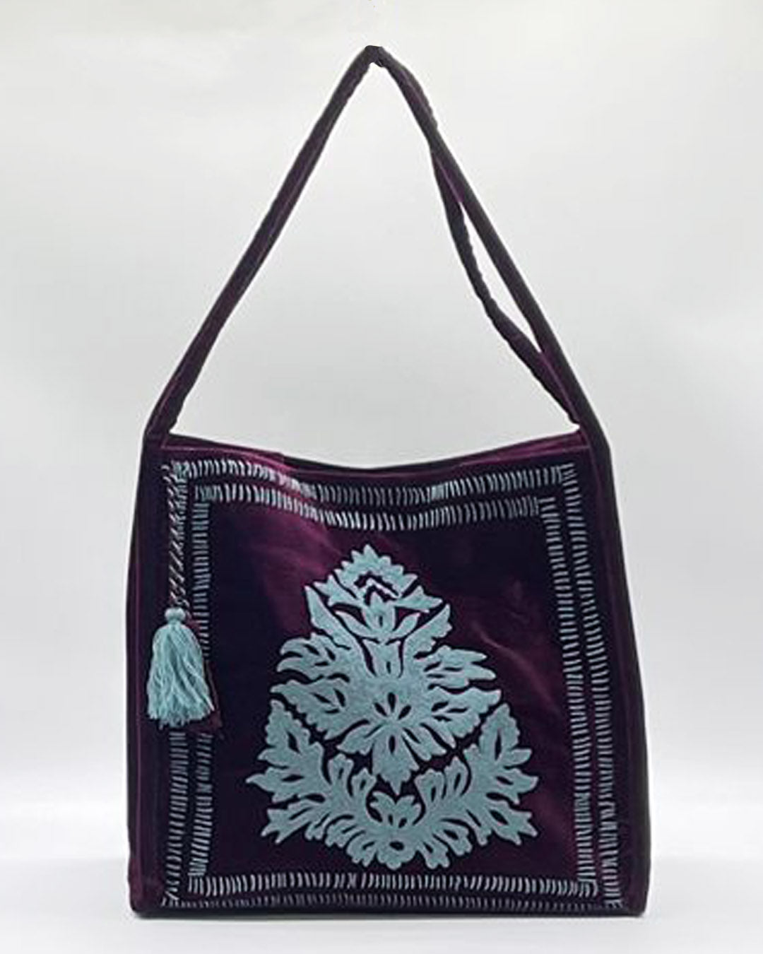 KATIA BORDEAUX - Borsa in Velluto ricamato a mano