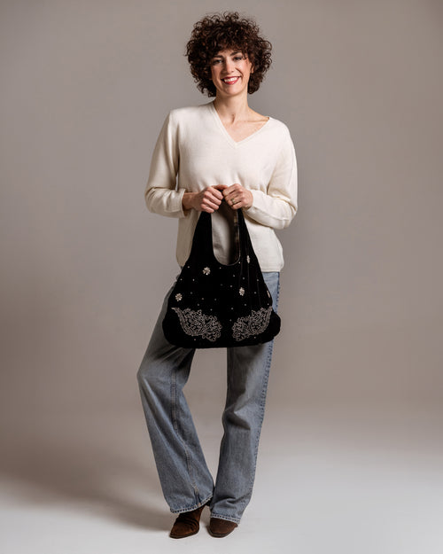 MARTINA NERA - Borsa in Velluto ricamato a mano - Ordi.to Accessori