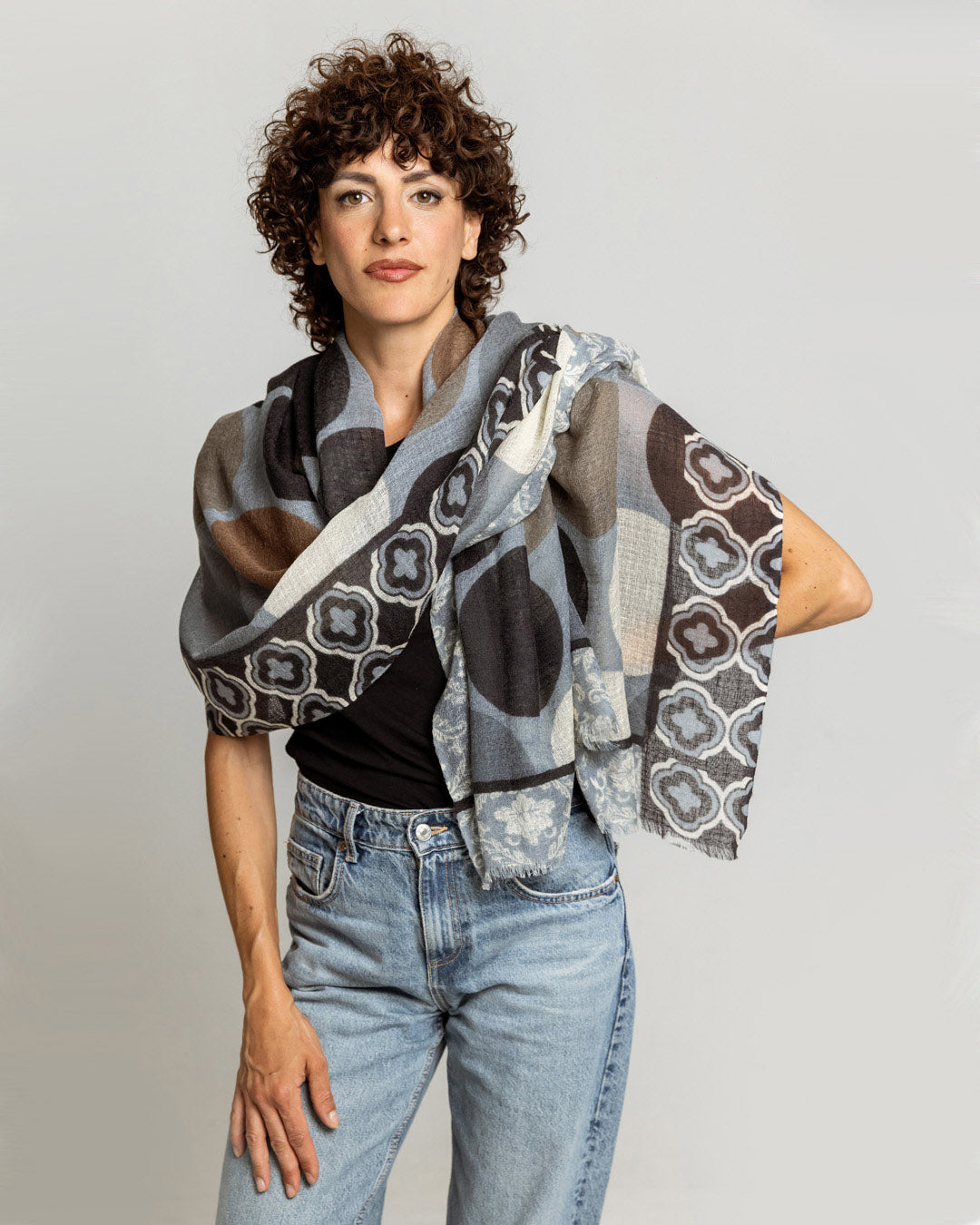 POWEL GRIGIA - Sciarpa Stampata