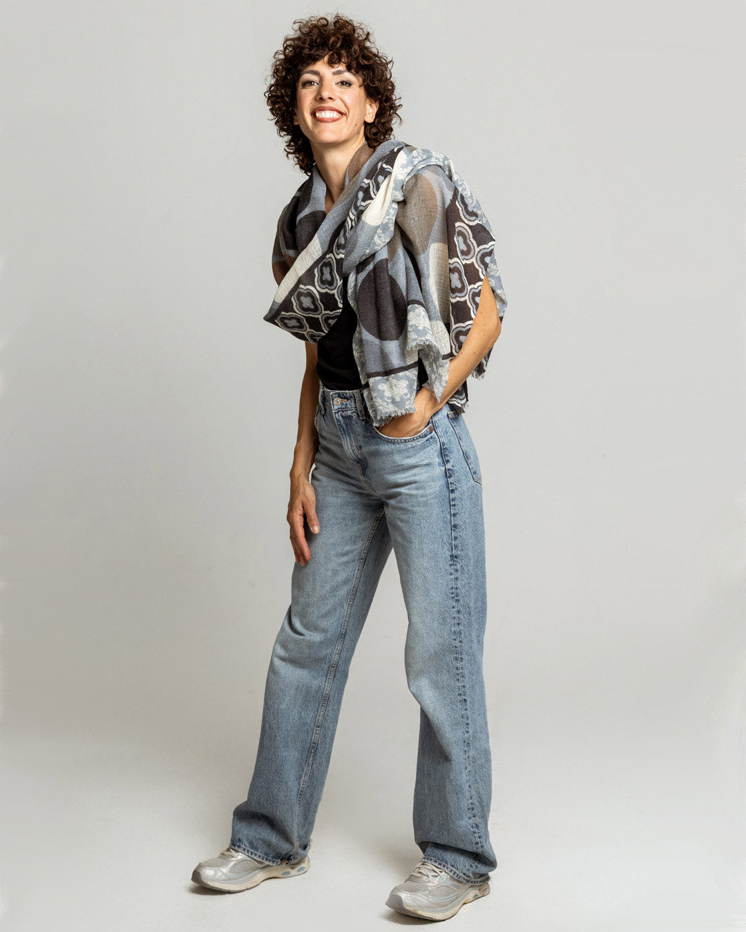 POWEL GRIGIA - Sciarpa Stampata