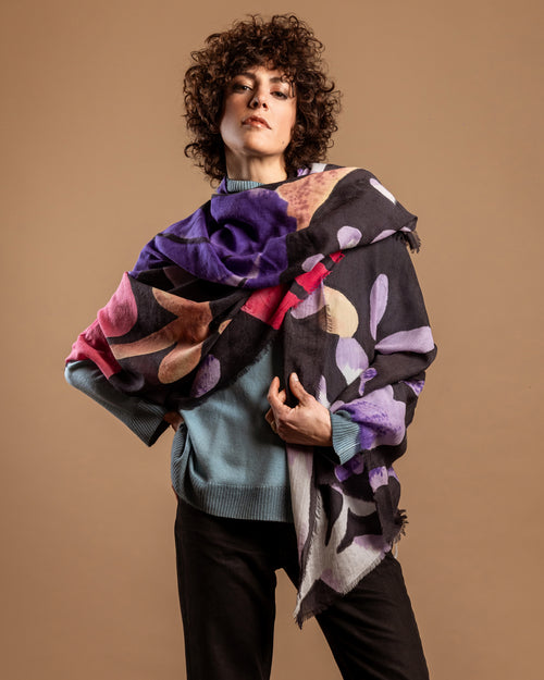 WILDE VIOLA - Sciarpa dipinta a mano - Ordi.to Accessori