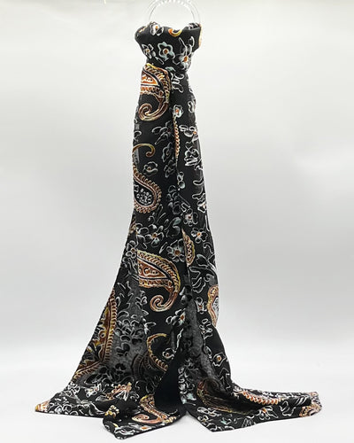 CAREZZA NERA - Sciarpa devorè con le perline